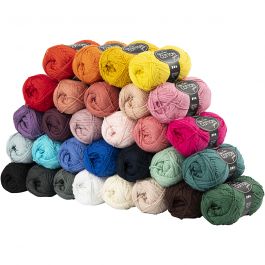 Cotton Yarn, assorted colours, no. 8/4, L: 170 m, 30x50 g/ 1 pack [HOB-431000]