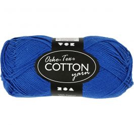 Cotton Yarn, cobalt blue, no. 8/4, L: 170 m, 50 g/ 1 ball [HOB-431270]