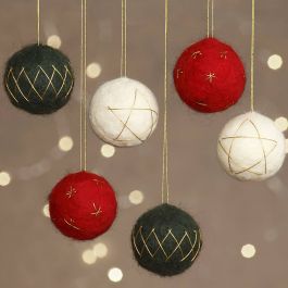 Christmas baubles, D: 6 cm, 6 pc/ 1 pack [HOB-441824]