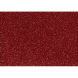 Iron on foil, red, 148x210 mm, glitter, 1 sheet [HOB-44331]