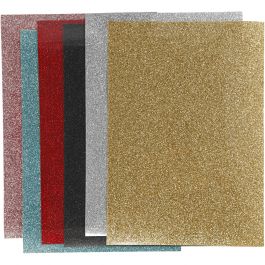 Iron on foil, assorted colours, 148x210 mm, glitter, 6 sheet/ 1 pack [HOB-443370]