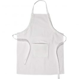 Apron, white, L: 84 cm, W: 65 cm, size M-XL cm, 210 g, 1 pc [HOB-444640]