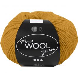Wool yarn, dark yellow, L: 125 m, 100 g/ 1 ball [HOB-447403]