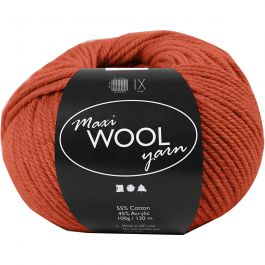 Wool yarn, rust red, L: 125 m, 100 g/ 1 ball [HOB-447406]