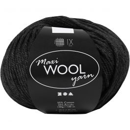 Wool yarn, black, L: 125 m, 100 g/ 1 ball [HOB-447420]