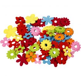Felt Flowers, size 35x45 mm, thickness 1,2 mm, 135 pc/ 1 pack [HOB-45071]