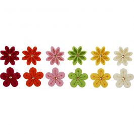 Felt Flowers, D: 30 mm, thickness 2,5 mm, 12 pc/ 1 pack [HOB-450760]