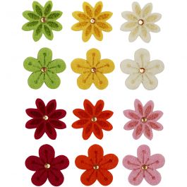 Felt Flowers, D: 30 mm, thickness 2,5 mm, 120 pc/ 1 pack [HOB-450761]