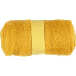 Carded Wool, yellow, 100g