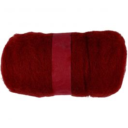 Carded Wool, warm red, 100g