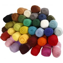 Carded Wool, asstd colours, 35x100g