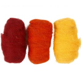 Carded Wool, yellow/orange harmony, 3x10g