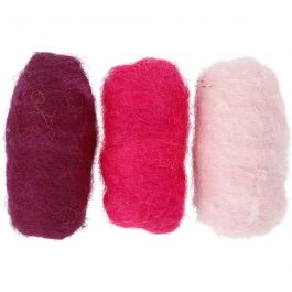 Carded Wool, purple/pink harmony, 3x10g