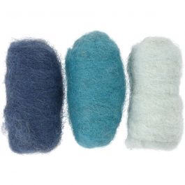 Carded Wool, blue harmony, 3x10g