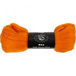 Merino Wool,  21 micron, orange, South America, 100g