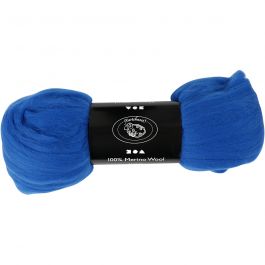 Merino Wool,  21 micron, cobalt blue, South America, 100g