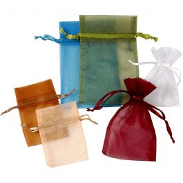 Organza Bags, assorted colours, size 7x10+10x15 cm, 30 pc/ 1 pack [HOB-47423]
