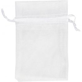 Organza Bags, white, size 7x10 cm, 10 pc/ 1 pack [HOB-4743901]