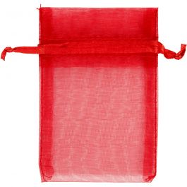 Organza Bags, red, size 7x10 cm, 10 pc/ 1 pack [HOB-4743903]