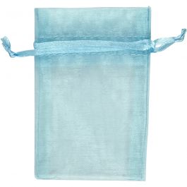 Organza Bags, light blue, size 7x10 cm, 10 pc/ 1 pack [HOB-4743908]