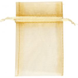 Organza Bags, gold, size 7x10 cm, 10 pc/ 1 pack [HOB-4743919]
