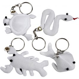 Fabric Figures with key rings, white, size 4-8 cm, 4 pc/ 1 pack [HOB-495023]
