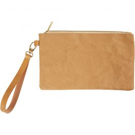 Faux Leather Clutch Bag, light brown, H: 18 cm, L: 21 cm, 350 g, 1 pc [HOB-49893]