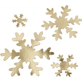 Snowflake, gold, D: 3+5+8+10 cm, 350 g, 16 pc/ 1 pack [HOB-49897]