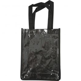 Bag with Plastic Front, black, size 30x23x7 cm, 1 pc [HOB-499310]