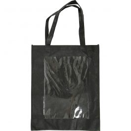 Bag with Plastic Front, black, size 42x34x12 cm, 1 pc [HOB-49982]