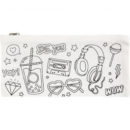 Pencil case, size 11x23 cm, 210 g, white, 1 pc [HOB-499907]