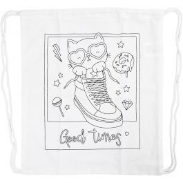 Gym Bag, size 37x41 cm, 130 g, white, 1 pc [HOB-499909]