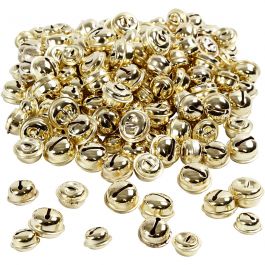 Bells, gold, D: 13+15+17 mm, 220 asstd./ 1 pack [HOB-500121]