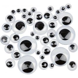 Googly Eyes, self-adhesive, D: 4-20 mm, 1100 asstd./ 1 pack [HOB-50116]