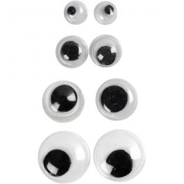 Googly Eyes, not sticky, D: 4+6+8+10 mm, 40 asstd./ 1 pack [HOB-50138]