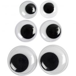 Googly Eyes, not sticky, D: 12+14+20 mm, 18 asstd./ 1 pack [HOB-50139]