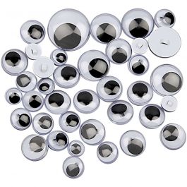 Googly Eyes, sewing, D: 8-20 mm, 250 asstd./ 1 pack [HOB-50140]