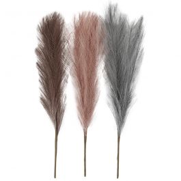 Pampas grass, L: 50 cm, dusty blue, frosted purple, antique pink, 3 pc/ 1 bundle [HOB-50206]