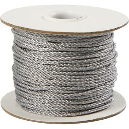 Cord, silver, thickness 2 mm, 50 m/ 1 roll [HOB-50311]
