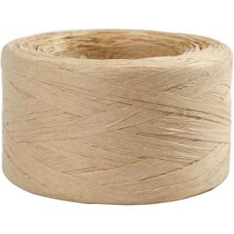 Paper raffia yarn, sand, W: 7-8 mm, 100 m/ 1 roll [HOB-503293]