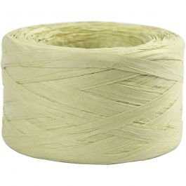 Paper raffia yarn, light green, W: 7-8 mm, 100 m/ 1 roll [HOB-503295]