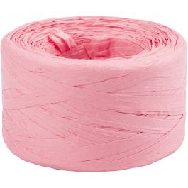 Paper raffia yarn, light rose, W: 7-8 mm, 100 m/ 1 roll [HOB-503296]