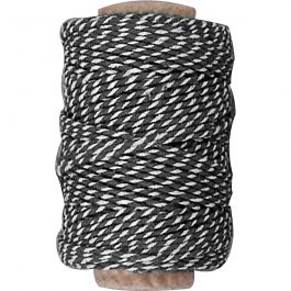 Cotton Cord, black/white, thickness 1,1 mm, 50 m/ 1 roll [HOB-50346]