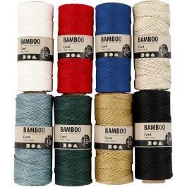 Bamboo Cord, assorted colours, thickness 1 mm, 8x65 m/ 1 set [HOB-503480]