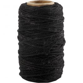 Cotton Cord, black, thickness 1,1 mm, 50 m/ 1 roll [HOB-503790]