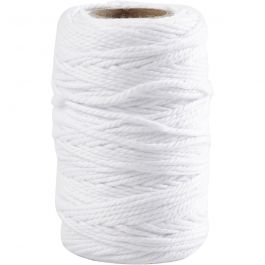 Cotton Cord, white, thickness 1,1 mm, 50 m/ 1 roll [HOB-503791]