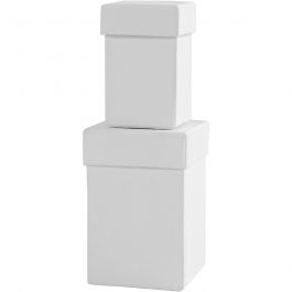 Square boxes, white, H: 7+9 cm, size 4,5+6 cm, 2 pc/ 1 set [HOB-504324]