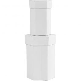 Hexagonal boxes, white, H: 7+9 cm, size 4,5+6 cm, 2 pc/ 1 set [HOB-504325]