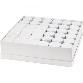 Boxes, white, H: 7+9 cm, size 4,5+6 cm, 36 set/ 1 pack [HOB-50432]