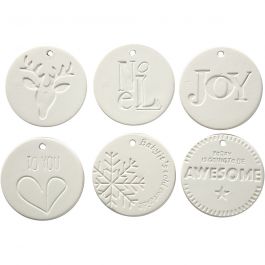 Hanging Ornaments, white, size 7x7 cm, thickness 0,6 cm, 24 pc/ 1 box [HOB-50494]